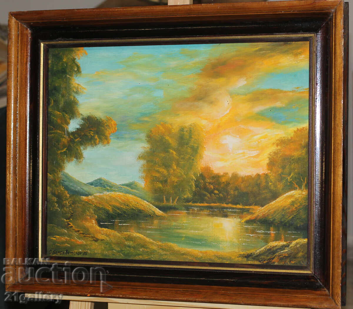 Licitație Peisaj cu un lac, vopsele în ulei Licitație Peisaj cu un lac, vopsele în ulei