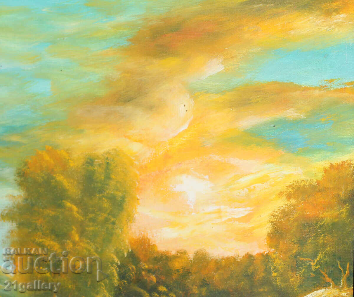 Peisaj cu un lac, vopsele în ulei - 6 Peisaj cu un lac, vopsele în ulei - 6