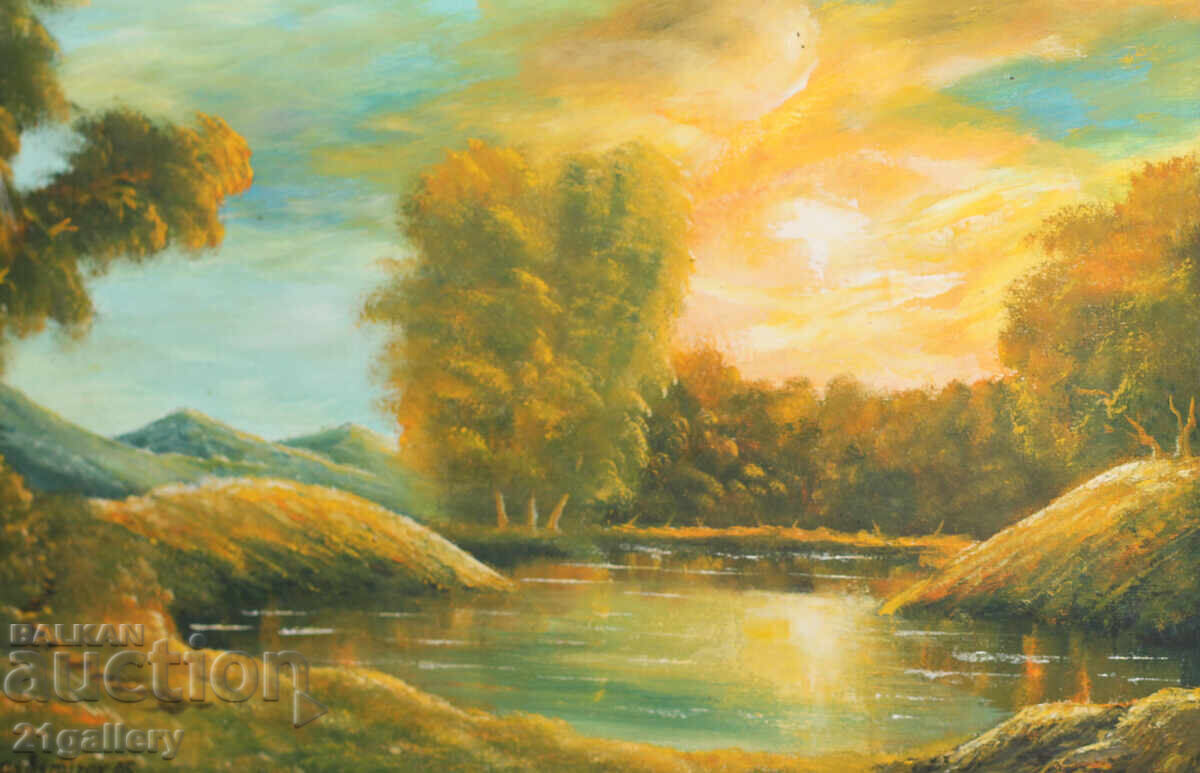 Peisaj cu un lac, vopsele în ulei - 7 Peisaj cu un lac, vopsele în ulei - 7