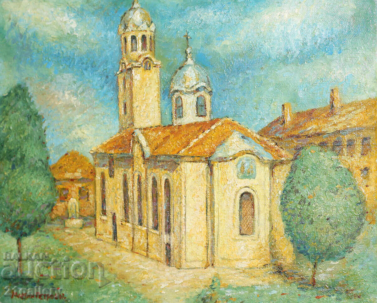 Auction Martin Petrov / Landscape - Church, oil paints Auction Martin Petrov / Landscape - Church, oil paints