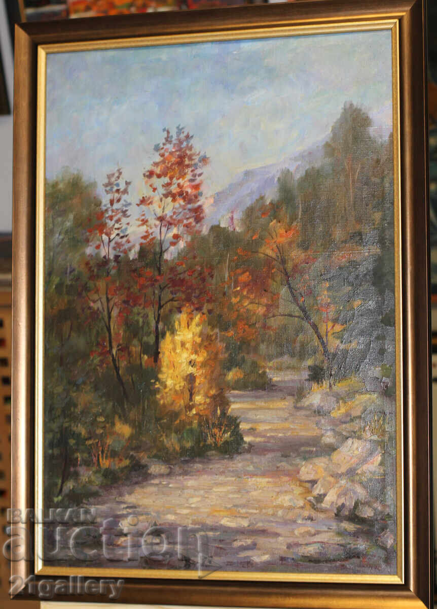 Пейзаж - горска пътека, маслени бои с цена 650.00 лв. | € 332.34 Пейзаж - горска пътека, маслени бои с цена 650.00 лв. | € 332.34