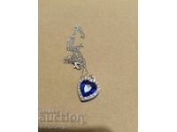 Women's silver-plated necklace with a blue heart pendant