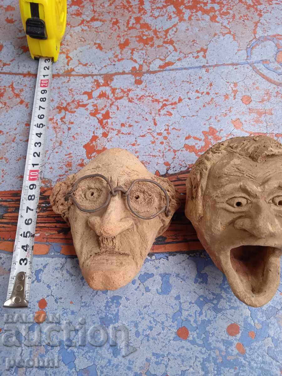Three clay heads, handmade with price 45.00 BGN | € 23.01