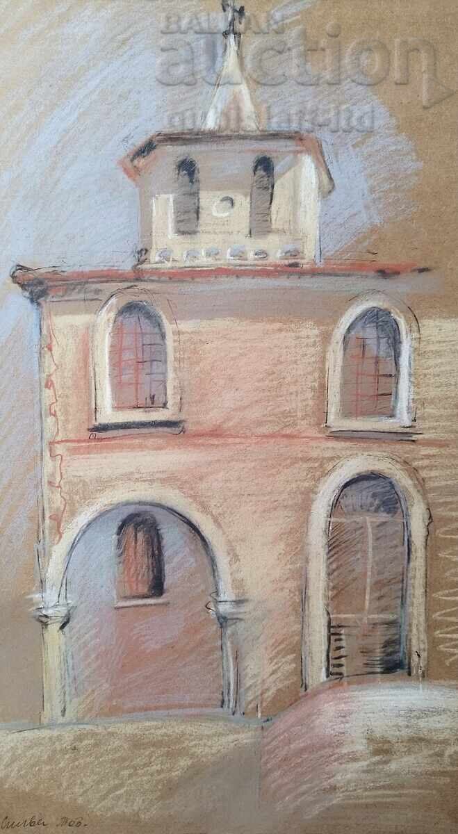 Painting, landscape, church, artist Silva Tod., 1980s. with price 270.00 BGN | € 138.05 Painting, landscape, church, artist Silva Tod., 1980s. with price 270.00 BGN | € 138.05