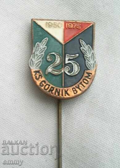 Football badge - 25 years KS Gornik Bytom, 1975, Poland with price 6.00 BGN | € 3.07 Football badge - 25 years KS Gornik Bytom, 1975, Poland with price 6.00 BGN | € 3.07