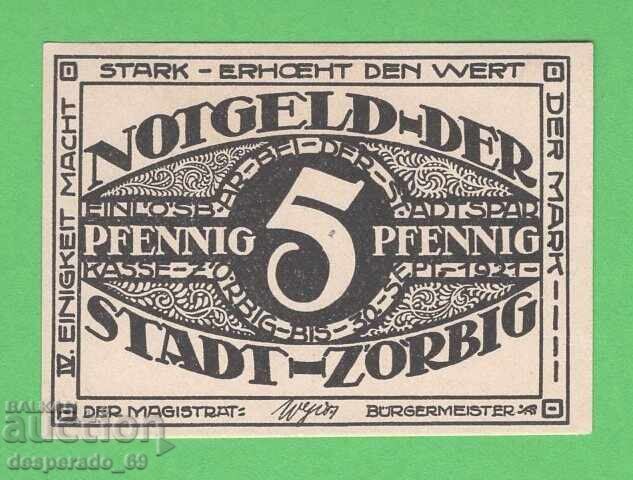(¯`'•.¸NOTGELD (gr. Zorbig) 1921 UNC -5 pfennig¸.•'´¯)