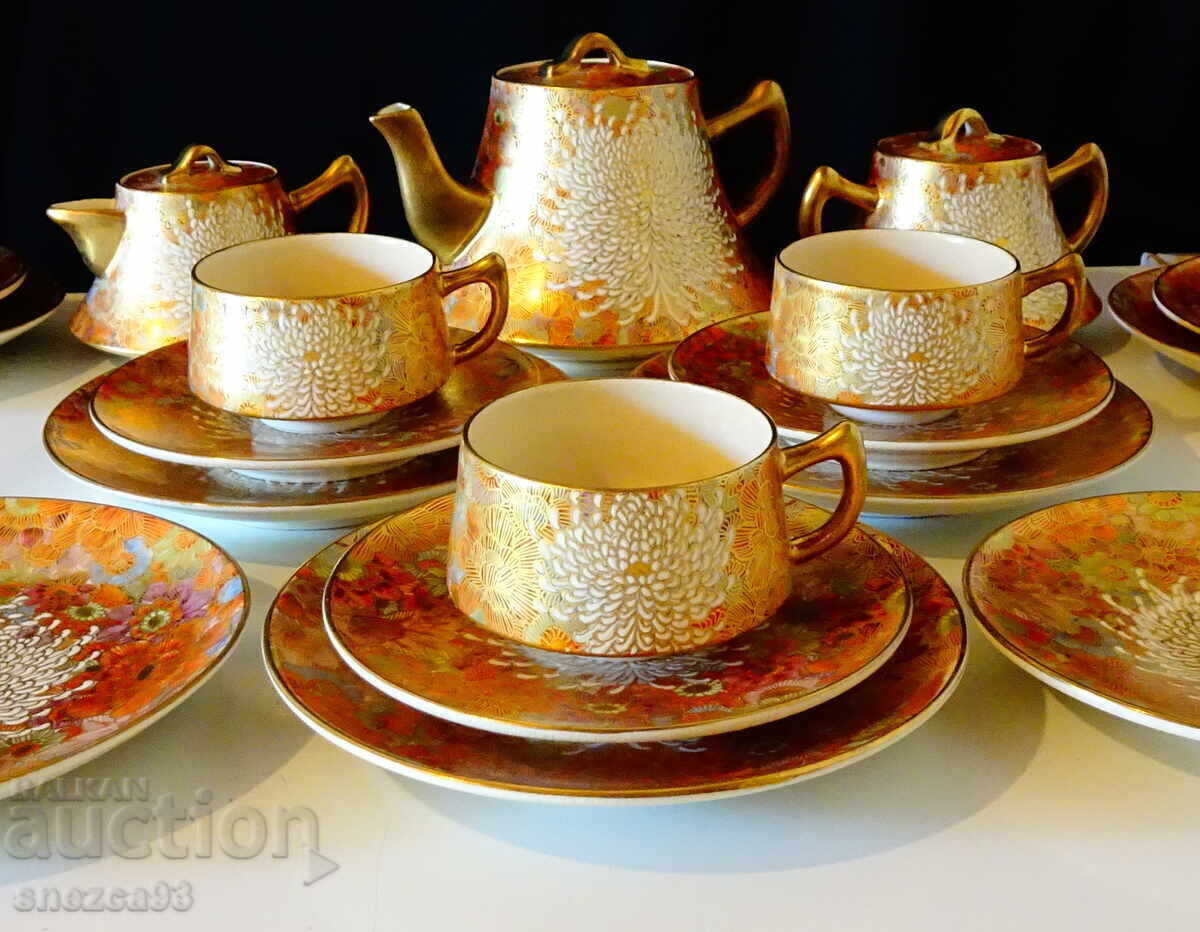 Сервиз Satsuma период Meiji ,школа Shosan. Сервиз Satsuma период Meiji ,школа Shosan.