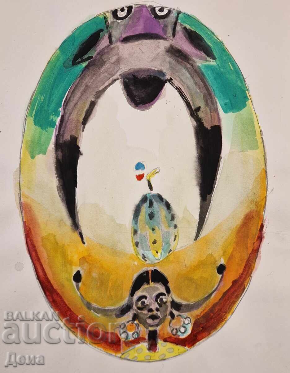 Hristo Hristov-Yoshkata watercolor with price 450.00 BGN | € 230.08