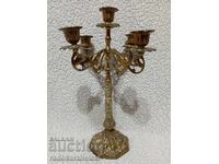 Antique solid bronze candlestick - five