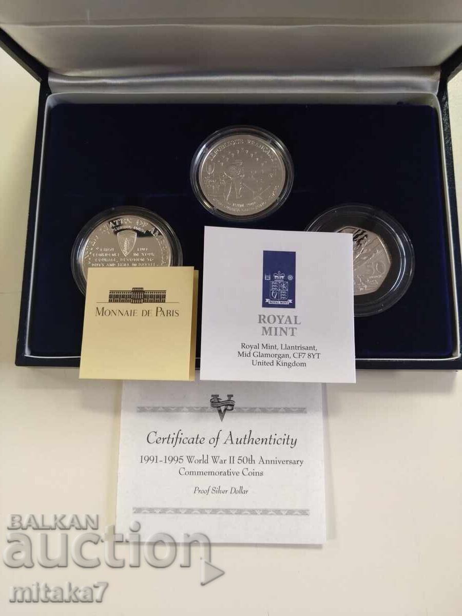 Auction Set of silver coins 50 years WWII Auction Set of silver coins 50 years WWII