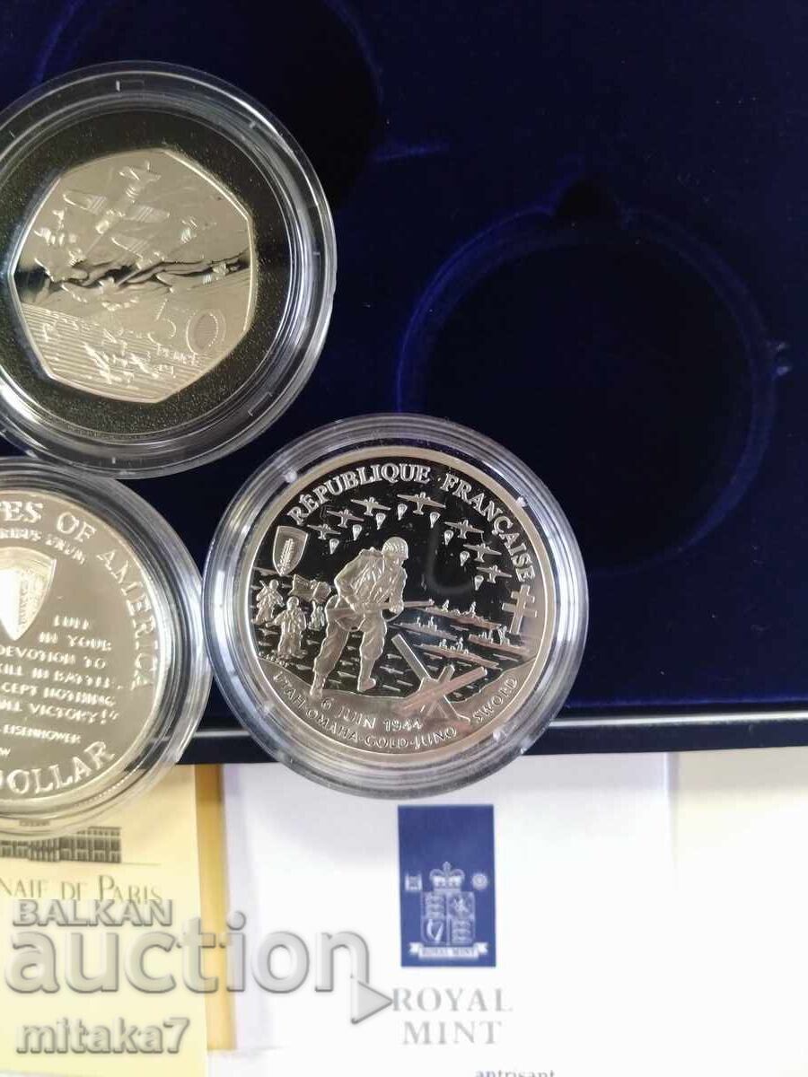 Set of silver coins 50 years WWII - 6 Set of silver coins 50 years WWII - 6