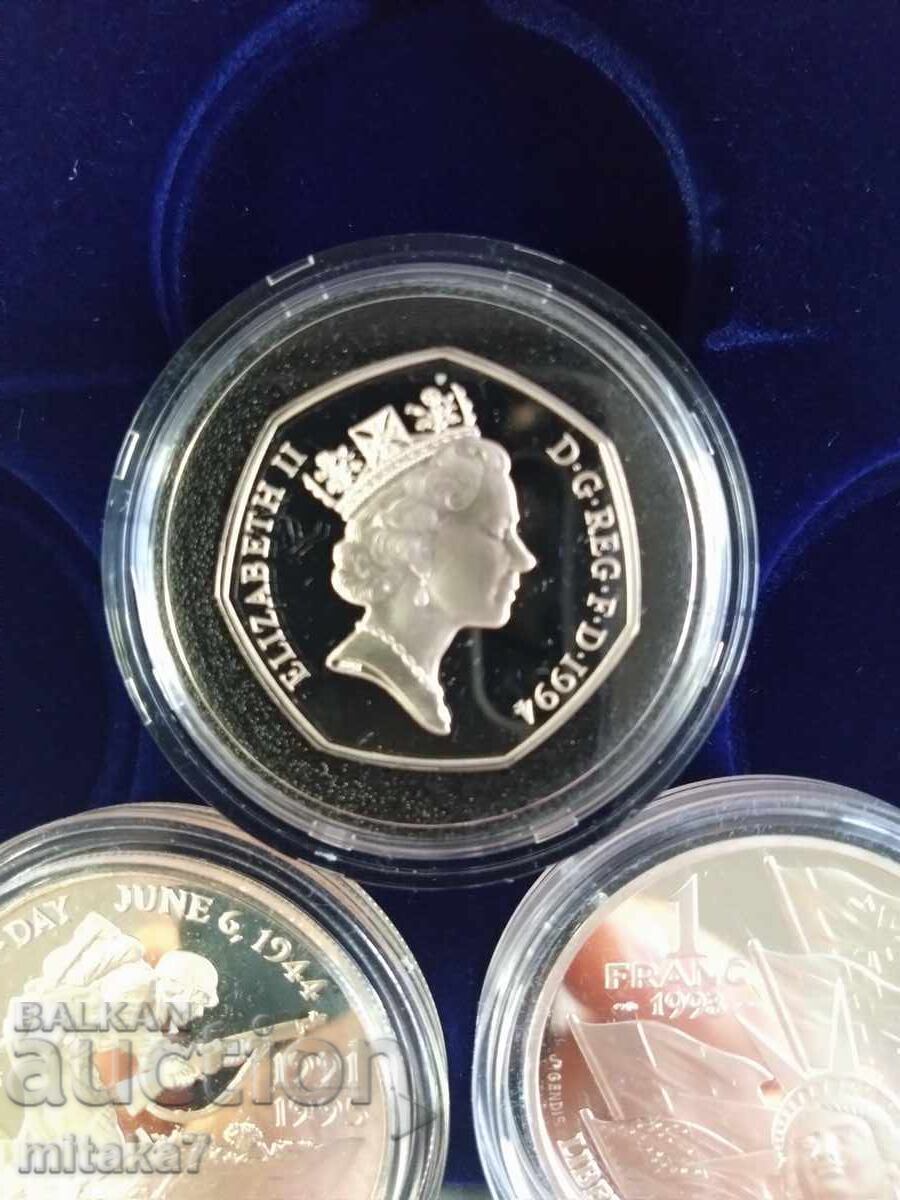 Set of silver coins 50 years WWII - 7 Set of silver coins 50 years WWII - 7