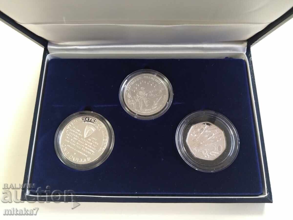 Set of silver coins 50 years WWII Set of silver coins 50 years WWII
