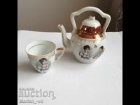 French porcelain teapot and cup Napoleon & Josephine