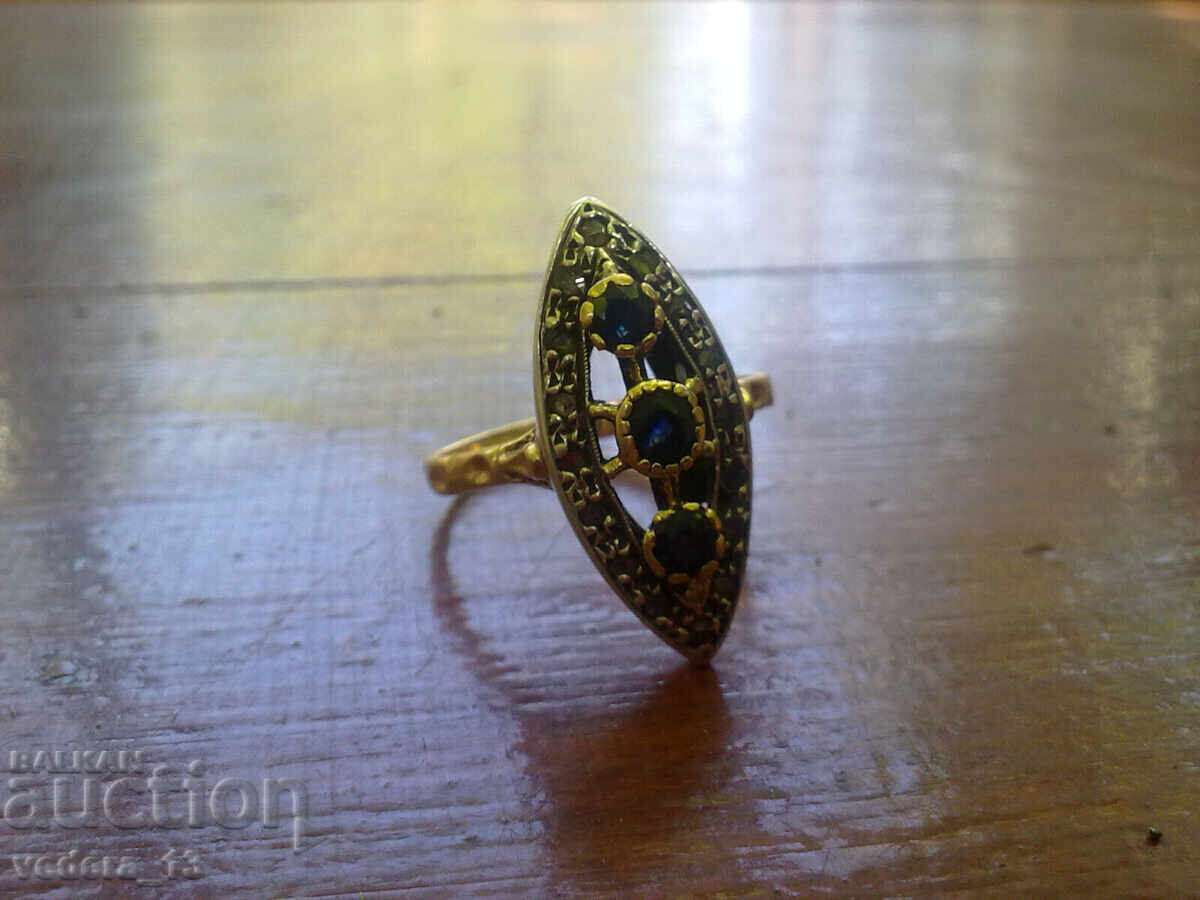 old 18k gold ring with diamonds and sapphires with price 1950.00 BGN | € 997.02