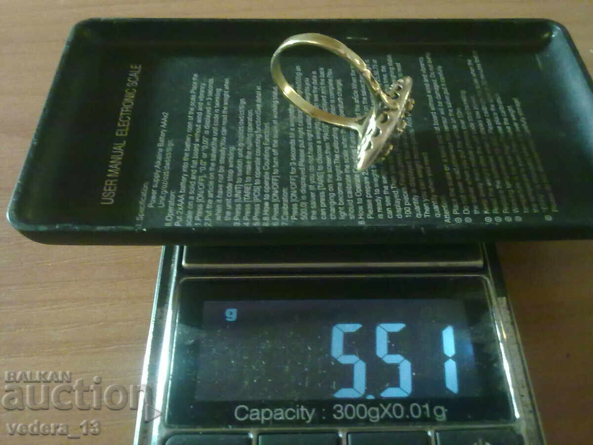 old 18k gold ring with diamonds and sapphires - 7