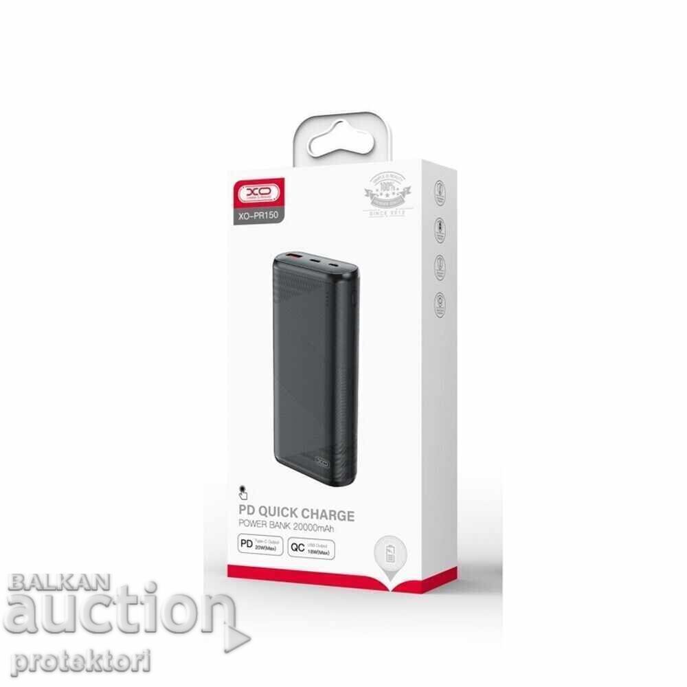 Аукцион XO Power bank PR150 20000mAh QC18W - PD 20W черен Аукцион XO Power bank PR150 20000mAh QC18W - PD 20W черен