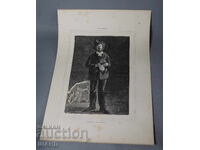 1900 Master drawing lithograph portrait of an artist