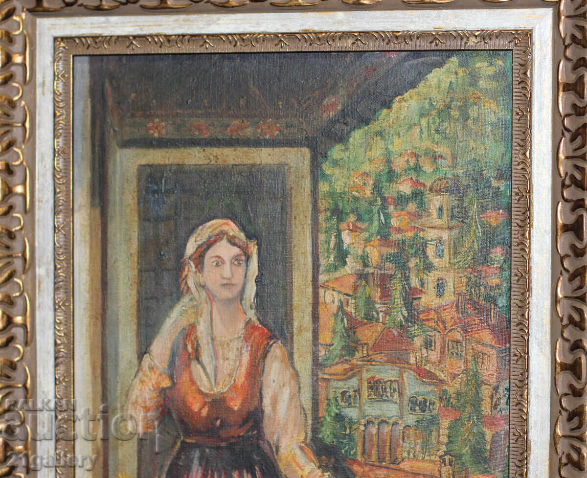 Παράδοση Παλιά ελαιογραφία μιας γυναίκας με φορεσιά Παράδοση Παλιά ελαιογραφία μιας γυναίκας με φορεσιά