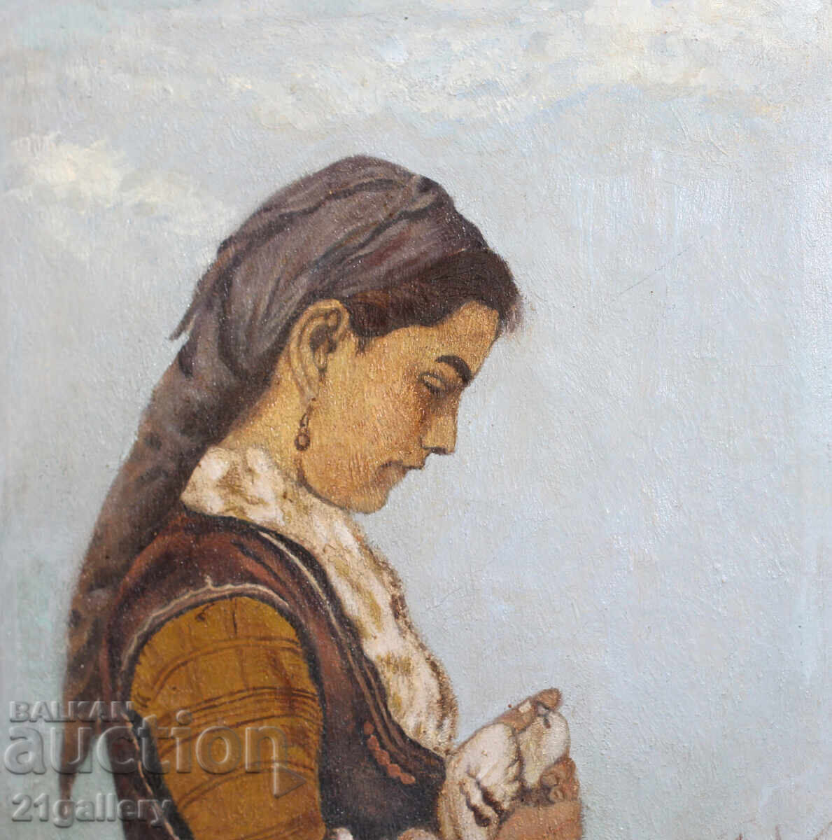 Παράδοση Παλιά ελαιογραφία μιας γυναίκας με φορεσιά 1970. Παράδοση Παλιά ελαιογραφία μιας γυναίκας με φορεσιά 1970.