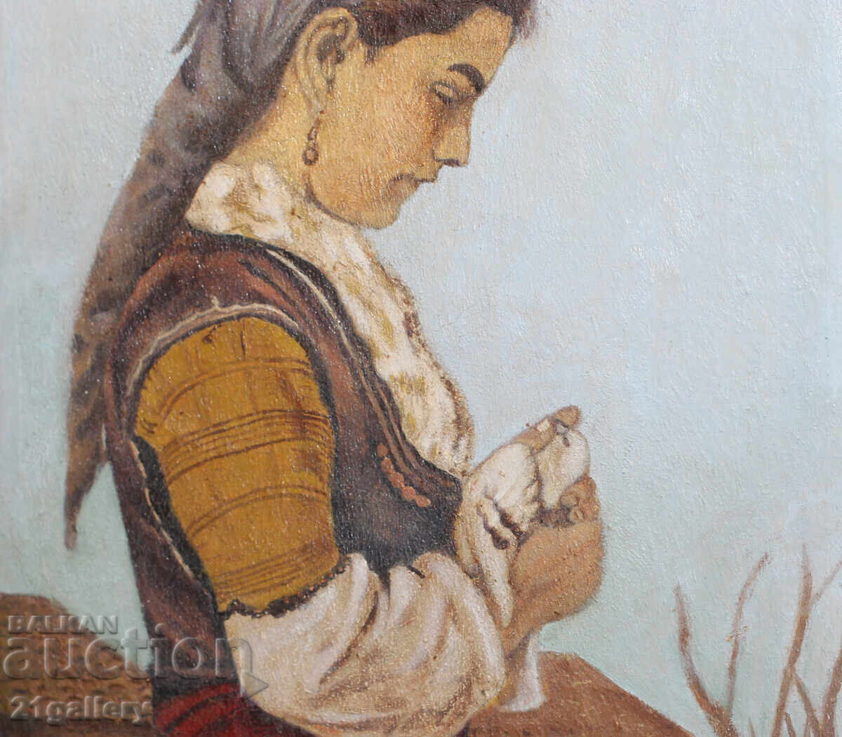 Παλιά ελαιογραφία μιας γυναίκας με φορεσιά 1970. - 5 Παλιά ελαιογραφία μιας γυναίκας με φορεσιά 1970. - 5