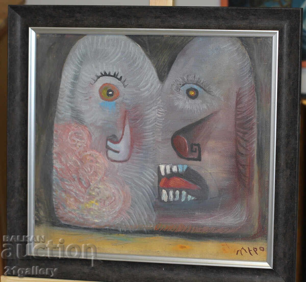 Auction Contemporary painting abstract portrait, oil paints Auction Contemporary painting abstract portrait, oil paints