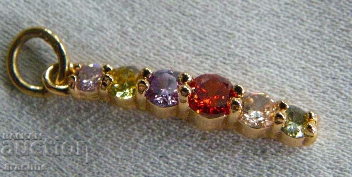 Gold-plated silver medallion with topaz, citrine, amethyst and tourmaline with price 80.00 BGN | € 40.90 Gold-plated silver medallion with topaz, citrine, amethyst and tourmaline with price 80.00 BGN | € 40.90