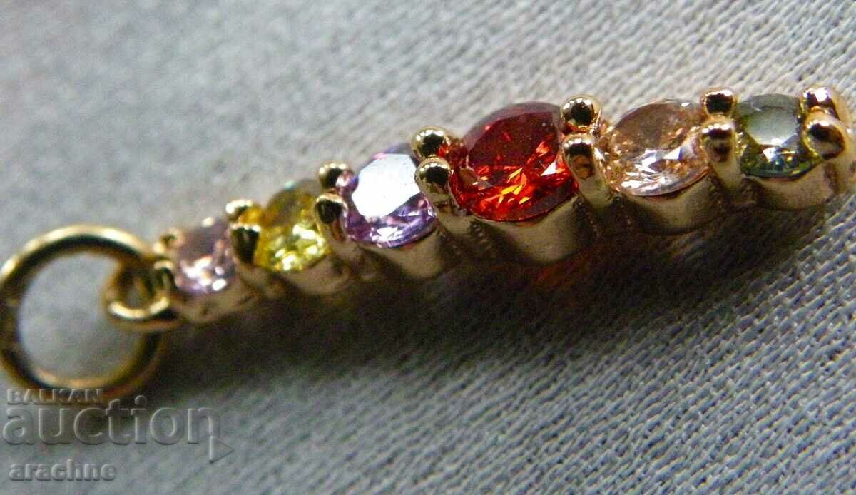 Delivery of Gold-plated silver medallion with topaz, citrine, amethyst and tourmaline Delivery of Gold-plated silver medallion with topaz, citrine, amethyst and tourmaline