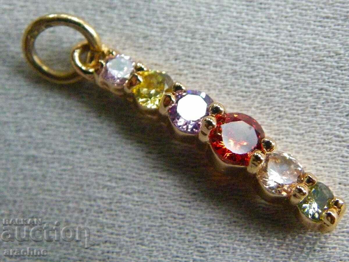 Gold-plated silver medallion with topaz, citrine, amethyst and tourmaline - 5 Gold-plated silver medallion with topaz, citrine, amethyst and tourmaline - 5