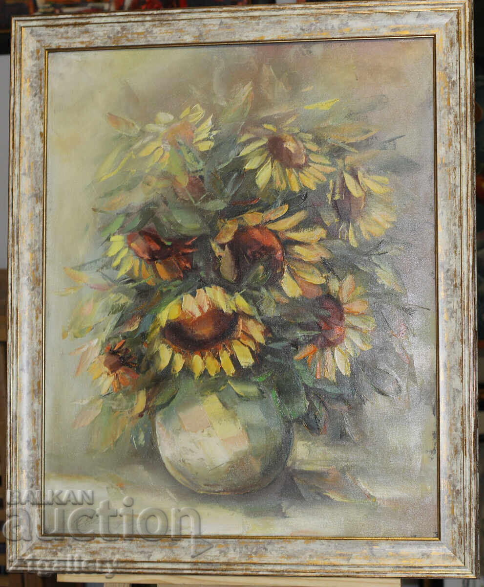 Auction Metodi Idakiev Sunflowers, oil paints 1997 Auction Metodi Idakiev Sunflowers, oil paints 1997
