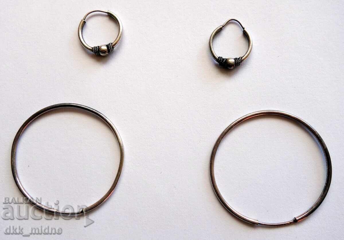 Two sets of silver earrings Two sets of silver earrings