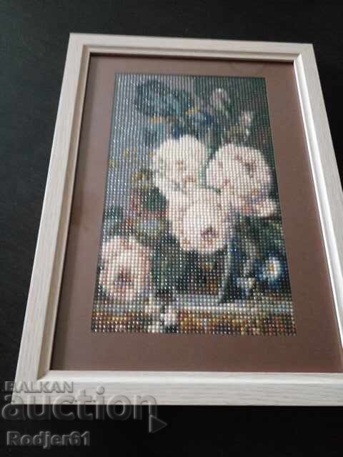 TAPESTRY, puzzle, painting with diamond beads - flowers - 5
