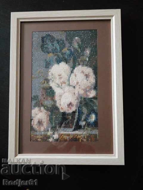 TAPESTRY, puzzle, painting with diamond beads - flowers