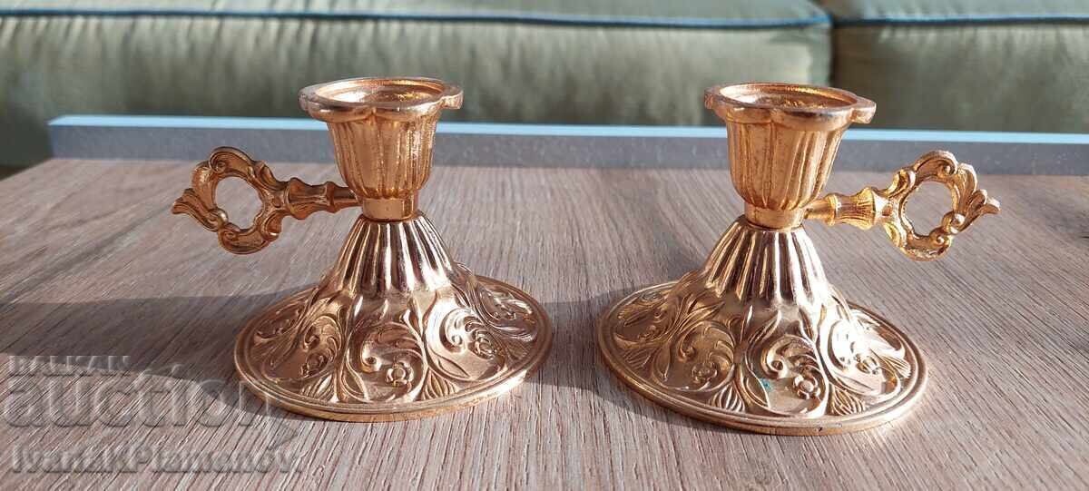 Brass candlesticks, two pieces, for connoisseurs with price 44.00 BGN | € 22.50 Brass candlesticks, two pieces, for connoisseurs with price 44.00 BGN | € 22.50