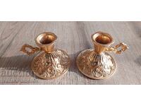 Brass candlesticks, two pieces, for connoisseurs