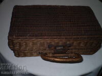 Old small decorative suitcase Retro wicker picnic basket