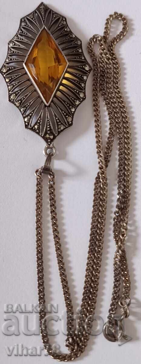 OLD SILVER PENDANT WITH CHAIN - 5 OLD SILVER PENDANT WITH CHAIN - 5