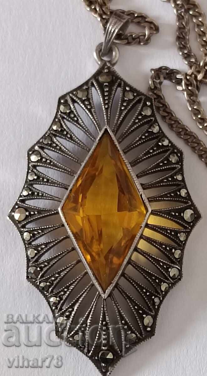 OLD SILVER PENDANT WITH CHAIN OLD SILVER PENDANT WITH CHAIN