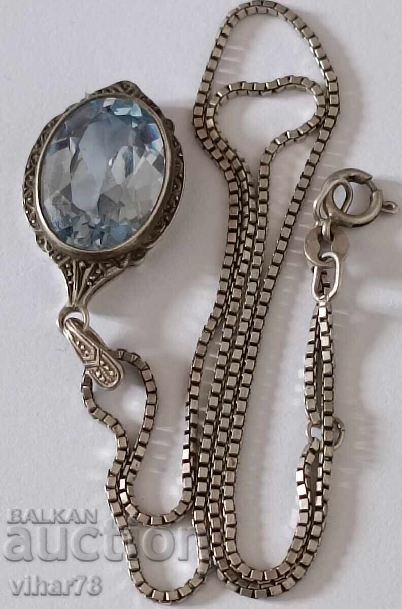 OLD SILVER TOPAZ PENDANT WITH CHAIN with price 199.99 BGN | € 102.25 OLD SILVER TOPAZ PENDANT WITH CHAIN with price 199.99 BGN | € 102.25