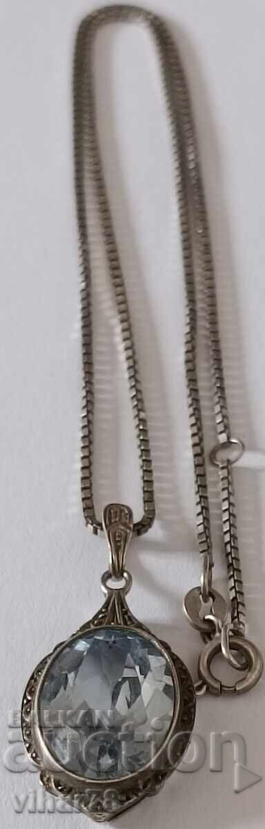 Delivery of OLD SILVER TOPAZ PENDANT WITH CHAIN Delivery of OLD SILVER TOPAZ PENDANT WITH CHAIN