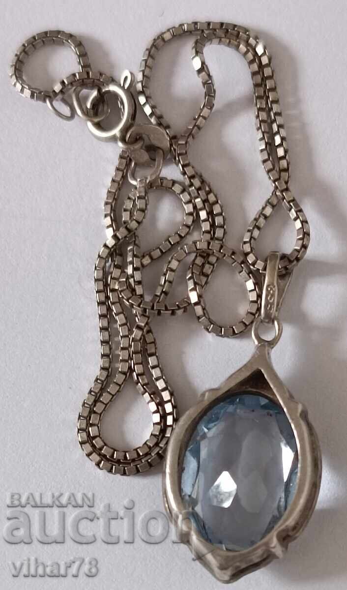 PENDANT TOPAZ ARGINT VECHI CU LANT - 7