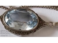 СТАРА СРЕБЪРНА ВИСУЛКА ТОПАЗ СЪС СИНДЖИР