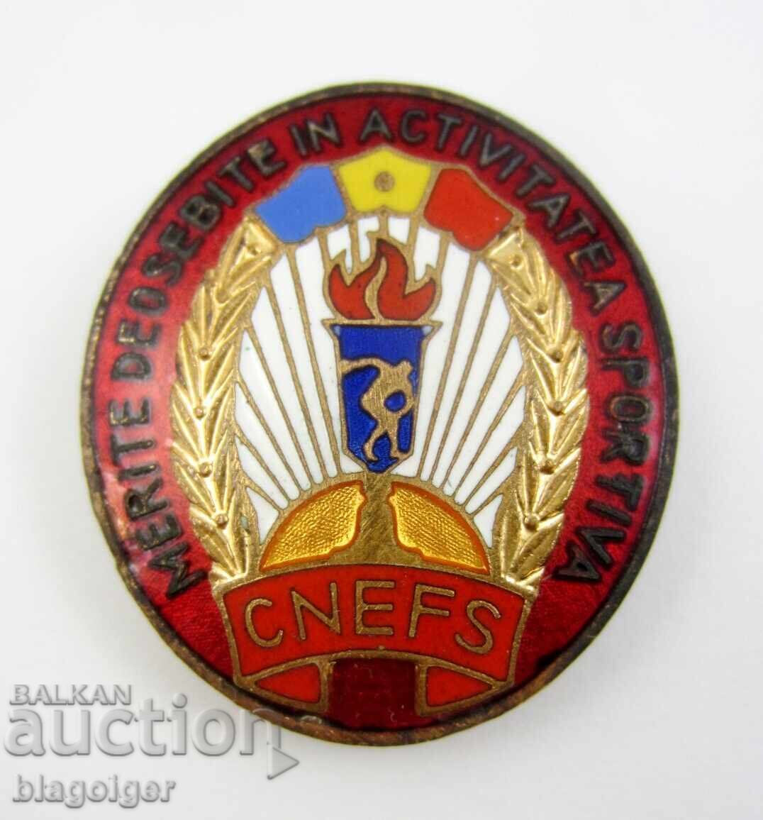 Auction  OLD BADGE-ROMANIA-FOR SPECIAL MERITS IN SPORTS