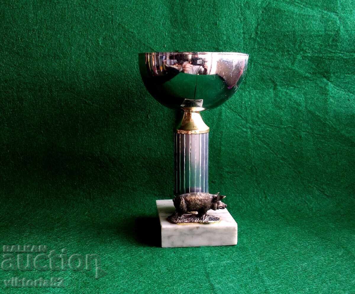 Old prize cup for a pig farmer - pig figure with price 100.00 BGN | € 51.13 Old prize cup for a pig farmer - pig figure with price 100.00 BGN | € 51.13