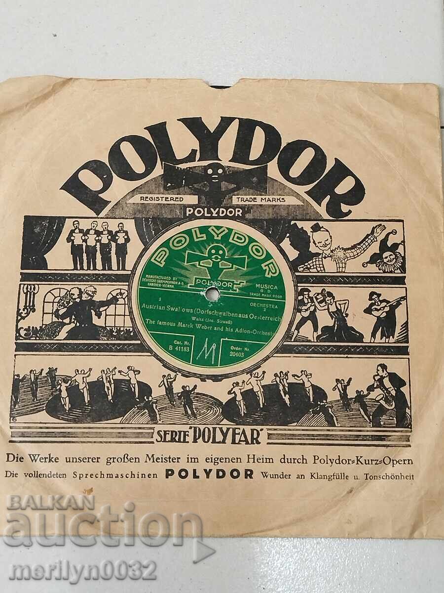 Old vinyl record shellac for gramophone, 1920s Old vinyl record shellac for gramophone, 1920s