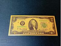 Banknote 2 dollars USA 2003 gold dollar American America