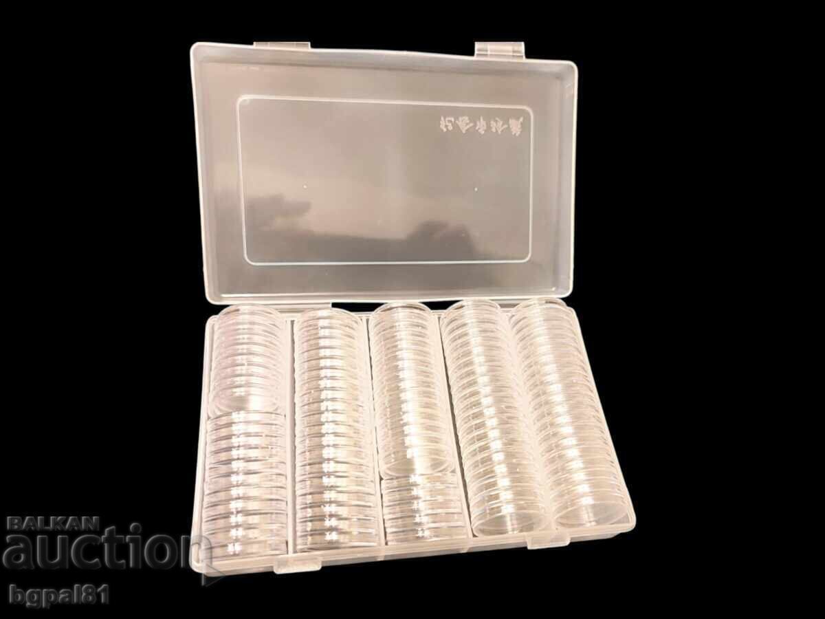 Кутия за съхранение на монети с 100 бр. капсули 27 мм и 30мм с цена € 11.99 | 23.45 лв.