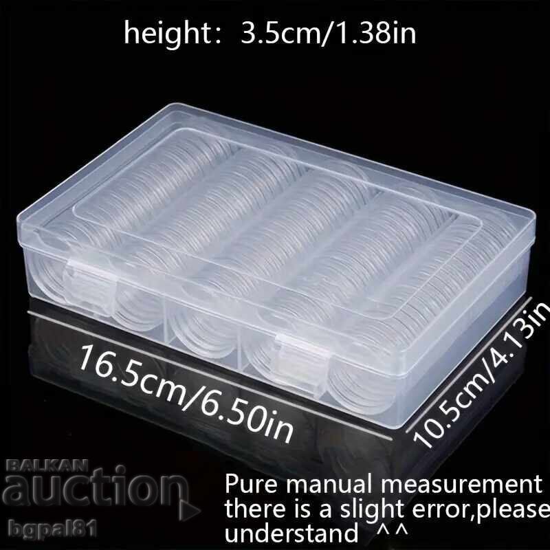 Δημοπρασία Κουτί αποθήκευσης νομισμάτων με 100 τμχ. κάψουλες 27 χιλ. και 30 χιλ