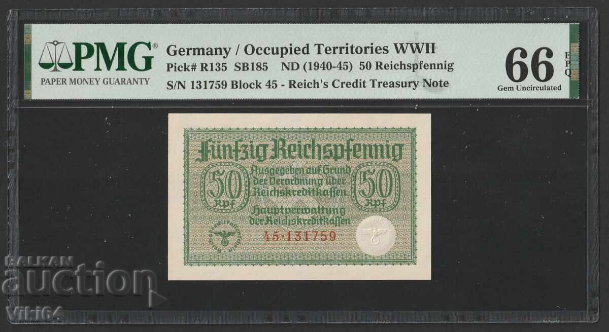 PMG 66 Germany 50 Reichspfennig 1940 Wehrmacht Swastika
