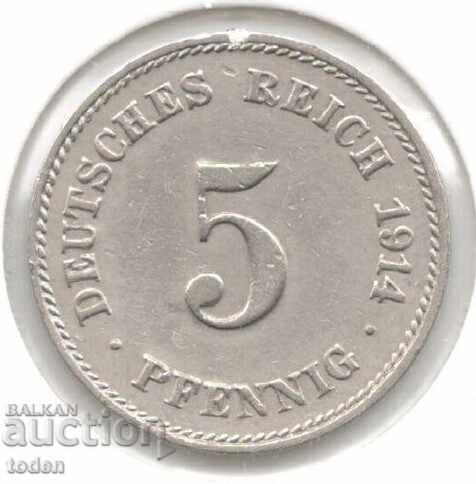 Γερμανία-5 Pfennig-1914 J-KM# 11-Wilhelm II-μικρή ασπίδα με τιμή 2.00 BGN | € 1.02 Γερμανία-5 Pfennig-1914 J-KM# 11-Wilhelm II-μικρή ασπίδα με τιμή 2.00 BGN | € 1.02